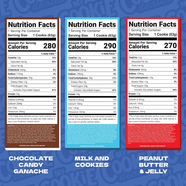 My Cookie Dealer Protein Cookies, Variety Pack (5-Pack, 2.2oz Each) - 15-17g of Protein per Cookie - Individually Wrapped Travel Snacks