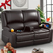 Loveseat Recliner Sofa Set with 2-Tier Cushion, 2+1+1 Pieces in Living Room, 2 Seater Reclining Loveseat Leather with Removable Console, 2 Oversize Recliner Chair Sofa Seat - Grey