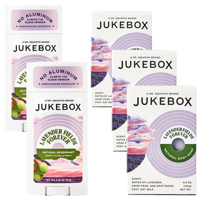 Jukebox Natural Deodorant and Soap Pack for Women– Lavender Fields Forever Scent– Lavender, Pear, Driftwood- 5 Pack