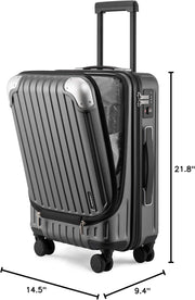 LEVEL8 Grace Carry On Luggage, 20 Inch Hardside Suitcase, Abs+Pc Harshell Spinner Luggage with Tsa Lock, Spinner Wheels, Grey, 20-Inch Carry-On