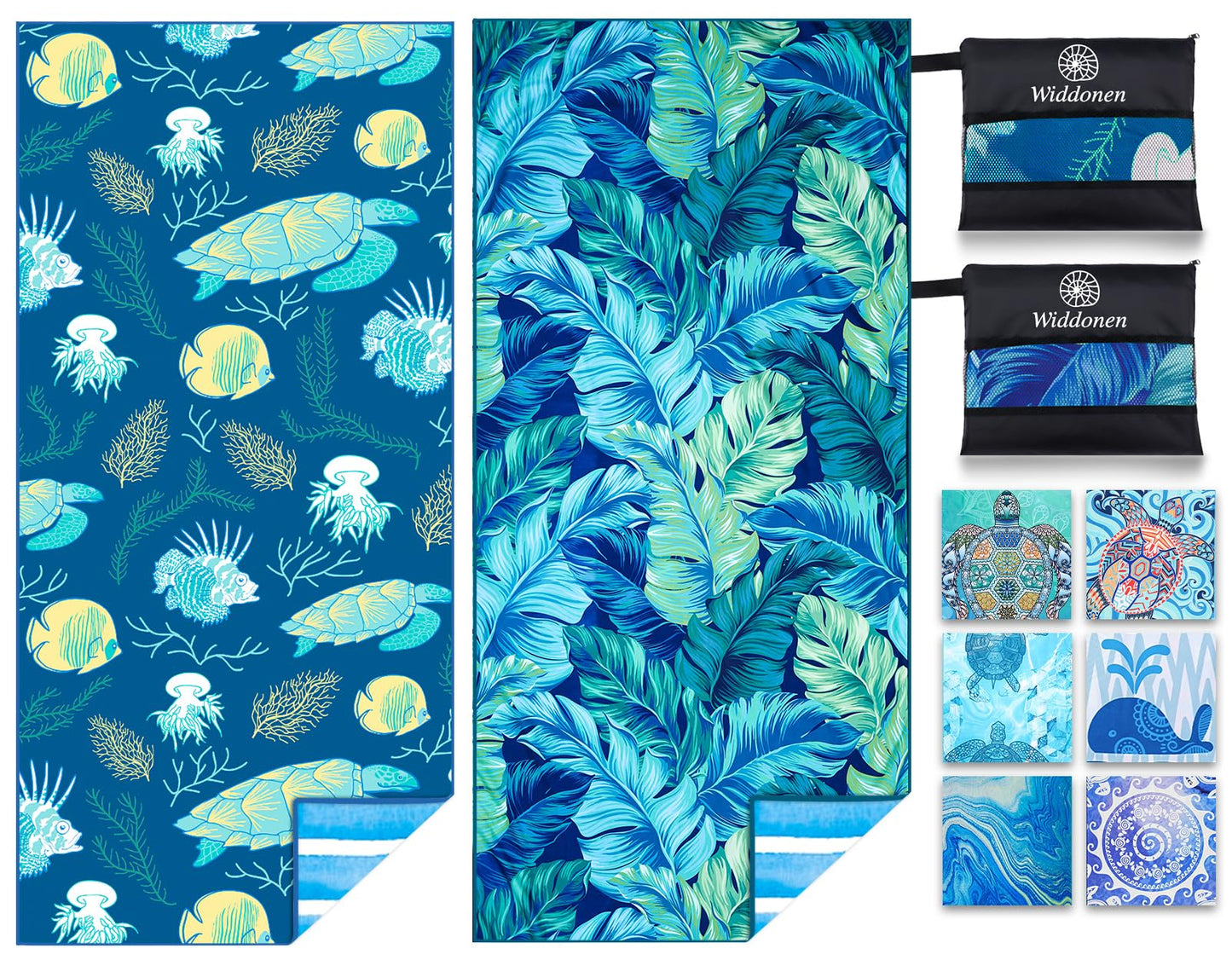 2 Pack Microfiber Lightweight Beach Towel Sand Free Quick Dry Absorbent Thin Compact Towels for Swimming Pool Camping Beach Accessories Large Easy Pack Travel Things for Vacation Essentials Gift