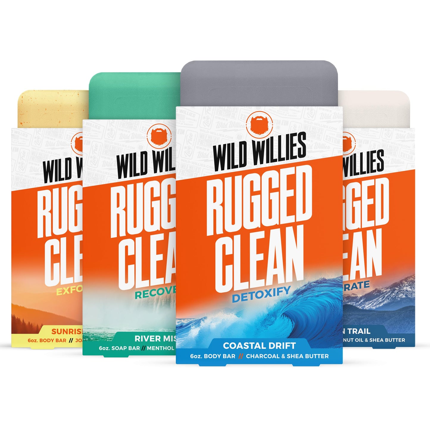 Wild Willies Moisturizing Mens Bar Soap - Bath Soaps with Shea Butter for Odor Protection - Natural Body Bar for Men - River Mist Scent, 3 Pack
