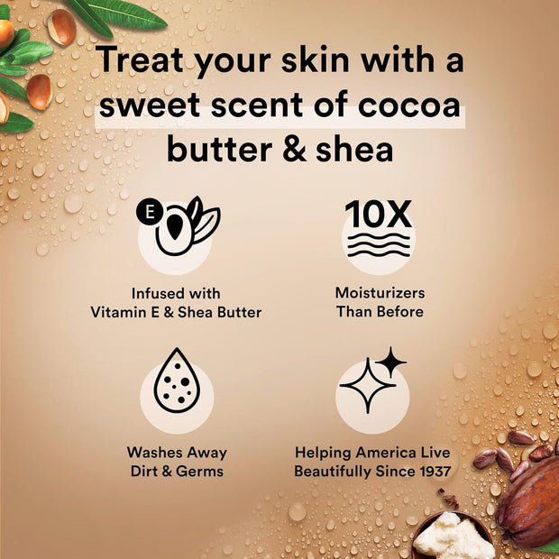 Suave Moisturizing Body Wash, Cocoa Butter and Shea with Vitamin E Extract, No Parabens, No Phtahaltes, 18 Oz Pack of 6