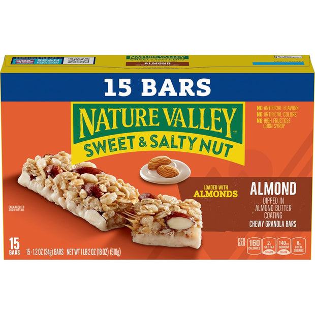 Nature Valley Sweet and Salty Nut Granola Bars, Dark Chocolate Peanut Almond, 15 Bars, 18 oz