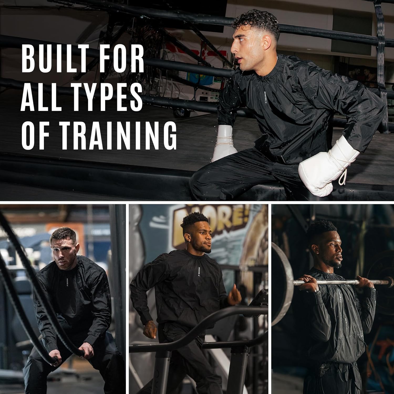 BOXRAW Lineal Professional Sauna Suit for Men Top & Bottoms Non Rip Weight Loss Sweat Suit Boxing MMA Training Gym