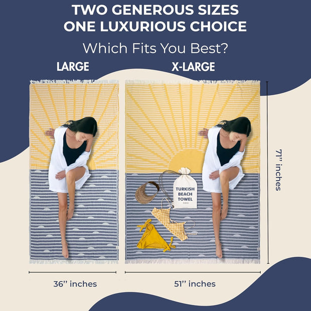 Turkish Beach Towel - Large 36 x 71 | Quick Dry Beach Towel is Essential for Enjoying A Day at The Beach | Sand Free Beach Towels for Clean and Comfortable Experience (Sunset, Large)
