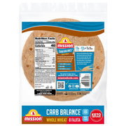 Mission Carb Balance Whole Wheat Flour Tortillas, Fajita Size, 8 Count