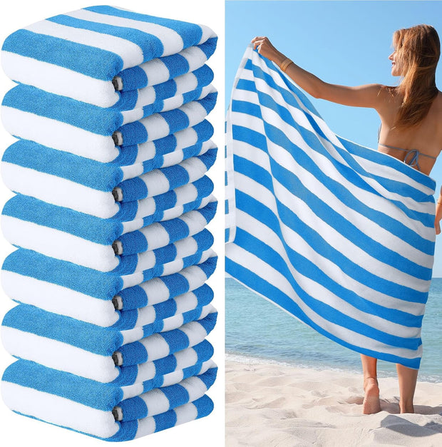 Oxford Cabana Stripe Beach Towels (Gold) PKG of 1 Dozen Size 30 x 70 Inches