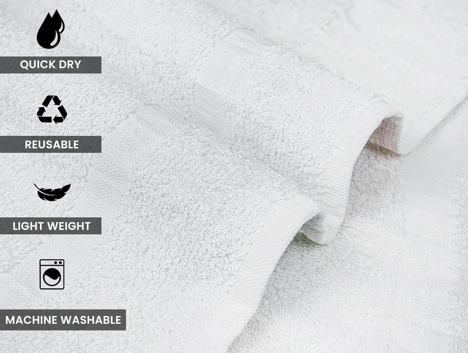 ZUPERIA White Bath Towels Bulk - 20 x 40 Inches, 100% Cotton Economy Light Weight Towels for Commercial Use - Quick Dry, Ultra-Soft, and Absorbent Bulk Towels (12 Pack)