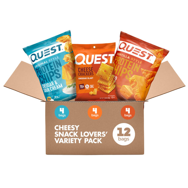 Quest Nutrition Protein Chips Variety Pack, BBQ, Cheddar & Sour Cream, Sour Cream & Onion, High Protein, Low Carb, 1.1 oz (Pack of 12)