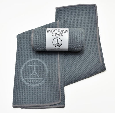 Tatago Hot Yoga Sweat & Hand Towel - Soft & Absorbent, Quick Drying Microfiber Non Slip for XL Yoga Mat or Gym - Travel Towel 2-Pack