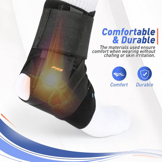 Quick Lace Up Ankle Brace for Women Men with Removable Side Splints, Ankle Stabilizer Braces for Sprained Ankle, Achilles Tendonitis, Ankle Support for Basketball,Volleyball,Soccer,Tennis,M