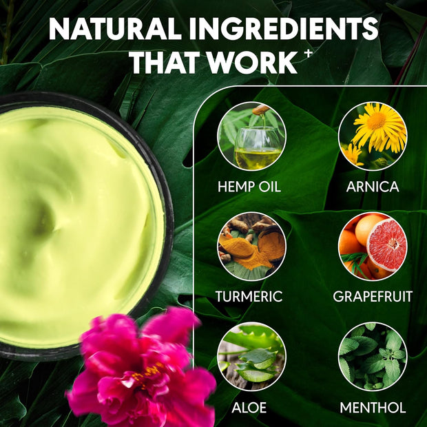 Natural Hemp Cream for Muscles, Joints, Neck, Back, Elbows - Hemp Oil Muscle Relaxer Cream to Soothe Discomfort - Hemp Oil Extract Gel with Arnica, Msm, Turmeric, Menthol Rub - 4 oz