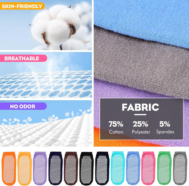 Pilates Grip Socks for Women Men Cute Non Slip Grippy Socks Woman for Yoga Barre Trampoline Hospital