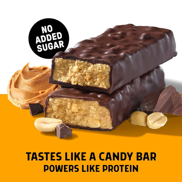 JUNKLESS Protein Bars - Chocolate Peanut Butter - 15g Protein, No Added Sugar, Gluten Free, High Fiber, Delicious Taste and Texture, Satisfying, Healthy Snack for Energy - 12 Bars