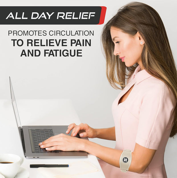 Sleeve Stars Tennis Elbow Brace for Women - Adjustable Tennis Elbow Strap, Golfers Elbow Brace for Men, Counterforce Brace for Tennis Elbow for Tendonitis Relief, Fits 9"-23" (Single/Black)