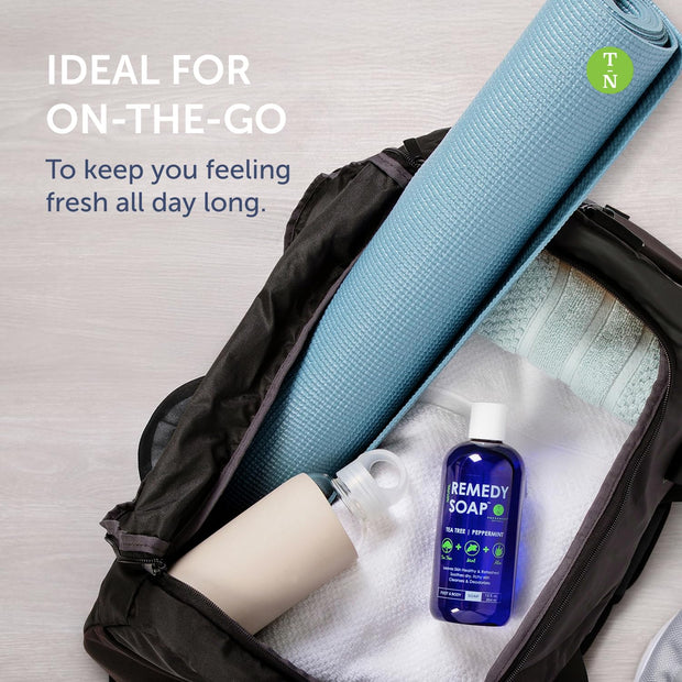 Truremedy Naturals Remedy Tea Tree Oil Body Wash - 12 oz Refreshing Cleanser for Skin and Scalp with Tea Tree, Peppermint, and Aloe - Invigorating Soap Body Wash