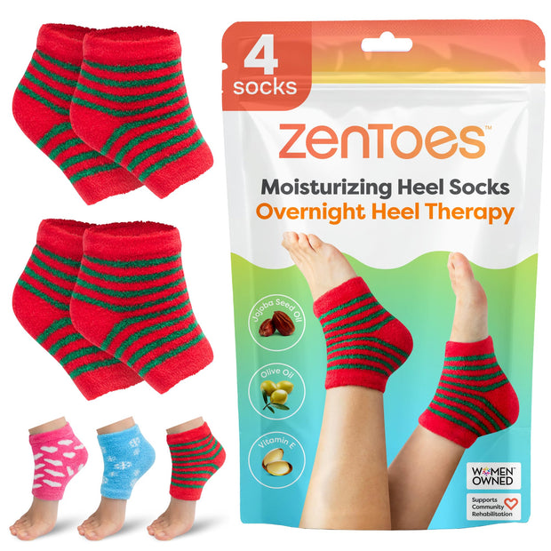 ZenToes Moisturizing Socks for Cracked Heel Treatment - Vitamin E, Olive Oil and Jojoba Oil Infused Heel Socks to Soften and Hydrate (Fuzzy Blue, Regular)