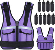 Sportneer Adjustable Weighted Vest Weights: 2-18 lbs/2-40 lbs Washable Weight Vest 16 In 1 Fast Adjust Rucking Vest for Women and Men Home Gym Workout Fitness Strength Training Vests