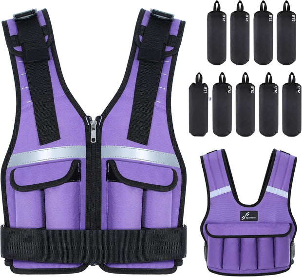 Sportneer Adjustable Weighted Vest Weights: 2-18 lbs/2-40 lbs Washable Weight Vest 16 In 1 Fast Adjust Rucking Vest for Women and Men Home Gym Workout Fitness Strength Training Vests