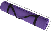 Yoga Mat - Double Sided 1/4-Inch Workout Mat - 71x24-Inch Exercise Pad for Home Gym Fitness or Pilates with Carrying Strap by Wakeman (Black)
