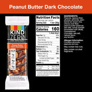 KIND ZERO Added Sugar Bars, Keto Snack, Peanut Butter Dark Chocolate, Good Source of Fiber, Gluten Free, Low Sugar, 5g Protein, 30 Count