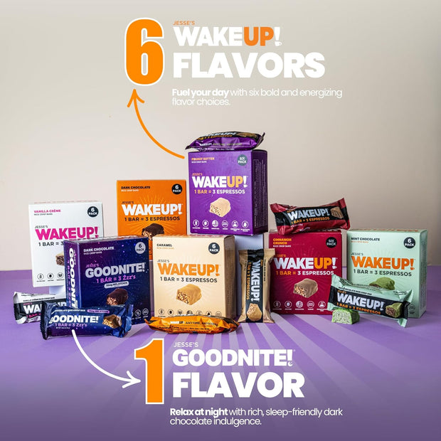 WAKE UP!™ Chocolate Caffeinated Protein Bars – 350 mg Clean Caffeine (1 Bar = 3 Espressos) • Vegan, Gluten-Free, Kosher • Plant-Based Energy + Protein • On-the-Go Focus & Endurance