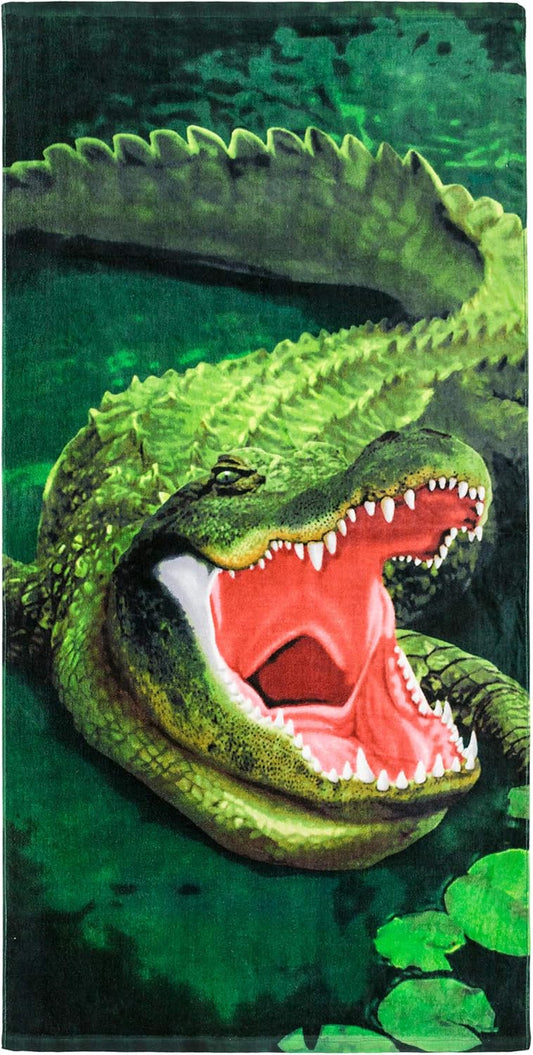 Alligator Towel Everglades Beach Towel 30 x 60 inches 100% Cotton - Eco-Friendly and Super Soft