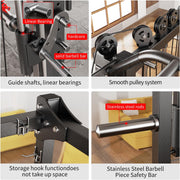 Smith Machine with Cable Crossover System, Multi-Function Squat Rack Power Cage for Home Gym, Power Rack and Packages Weight Sets