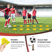 Portable Soccer Goal, Detachable 12x6 FT Soccer Goals Net for Backyard, Quick Setup Training Equipment with 1 Carry Bag, 1 Football, 12 Training Cones