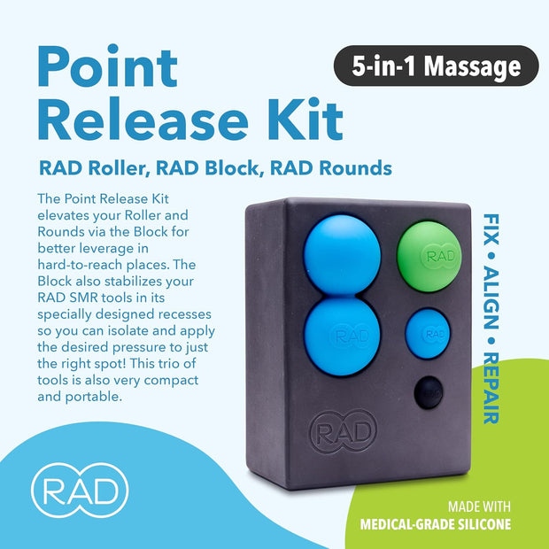 RAD All-in Kit – Foam Roller Set for Whole Body Massage & Myofascial Release – 7-in-1 Kit with Roller Stick, Yoga Block, Massage Balls – Muscle Recovery Tools for Mobility & Flexibility