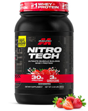 Muscletech Whey Protein Powder (Milk Chocolate, 2 Pound) - Nitro-Tech Ultimate Muscle Building Formula with Whey Protein Isolate - 30g of Protein, 3g of Creatine & 6.8g of BCAA - Packaging May Vary