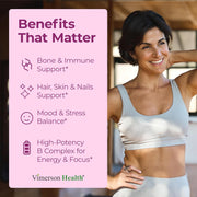 Multivitamin for Women – Essential Womens Multivitamins & Multiminerals 60 Capsules with Vitamin B12, A, D, C, Zinc, Magnesium & More for Total Body Wellness – 20+ Key Nutrients & Vitamins for Women