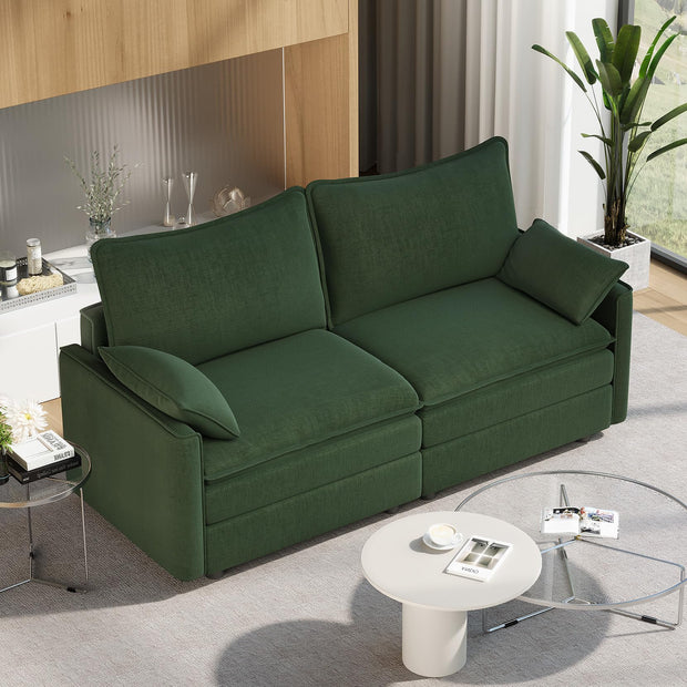 Vesgantti 108" Modular Sectional Sofa, Comfy Cloud Couch with Movable Ottoman Deep Seat Chenille L Shaped Modular Sofa, Sectional Couches for Living Room, Bedroom and Apartment, Beige