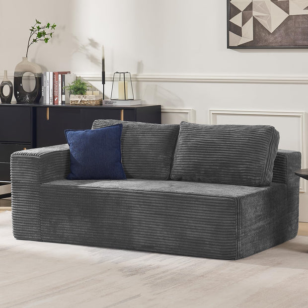 106" Cloud Sectional Couch, Left/Right Facing Convertible Sofa with Deep Seat, L-Shape Modular Upholstered Foam Couch for Living Room Bedroom, No Assembly Required (Corduroy Fabric, Beige)