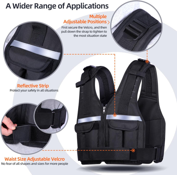 Sportneer Adjustable Weighted Vest Weights: 2-18 lbs/2-40 lbs Washable Weight Vest 16 In 1 Fast Adjust Rucking Vest for Women and Men Home Gym Workout Fitness Strength Training Vests