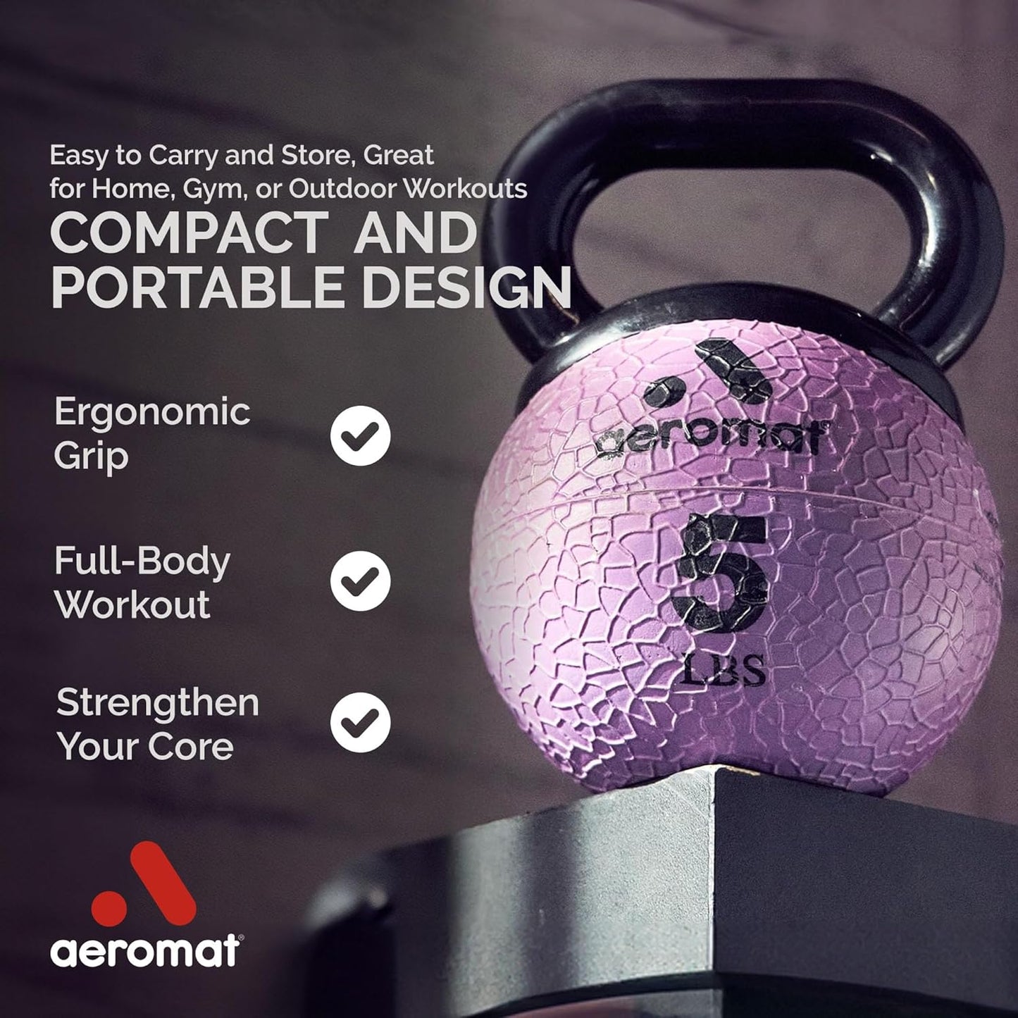 Aeromat Elite Mini Kettlebell Medicine Ball - Kettlebell Weight Balls for Exercise, Weighted Exercise Ball, Strength Training Kettlebells