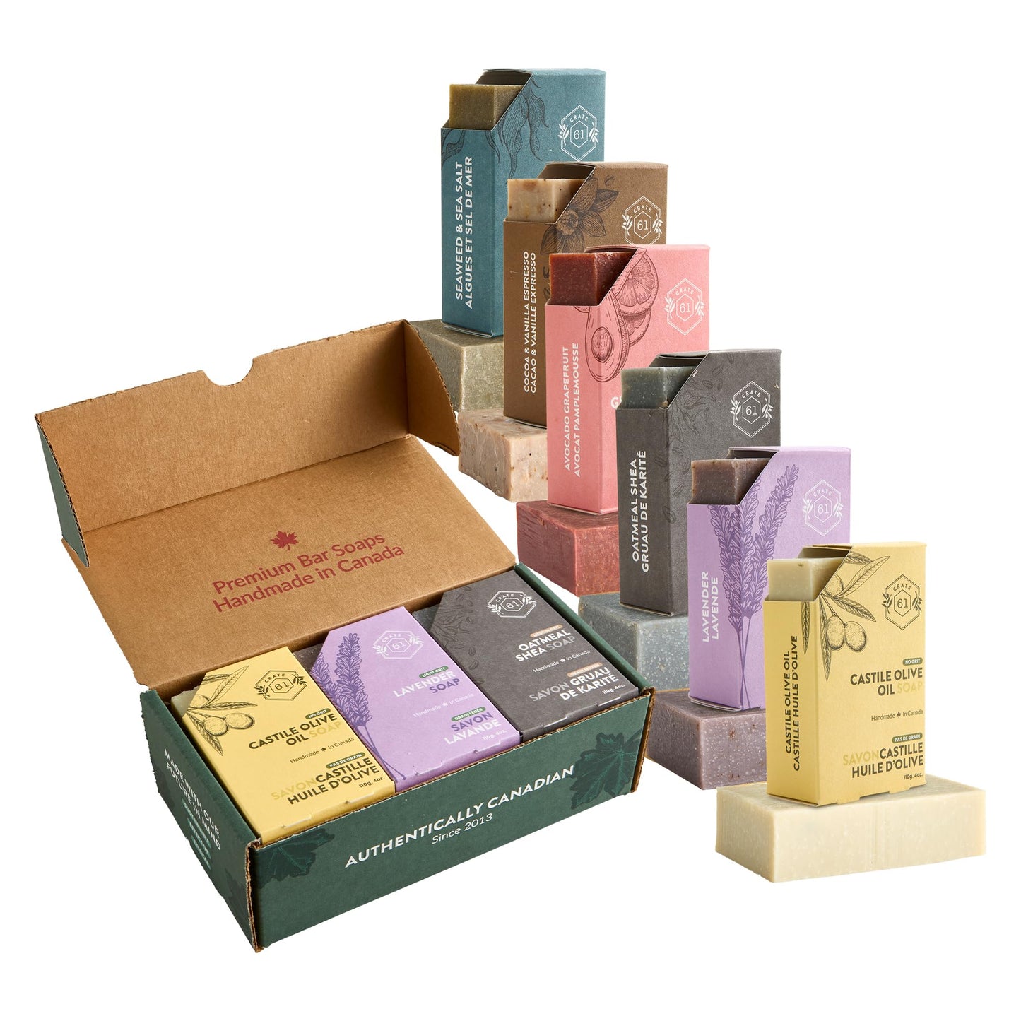 Handmade in Canada, Plant Based Cold Process Natural Bar Soap, With Premium Essential Oils, Dry Skin, Pack of 6 (Citrus)