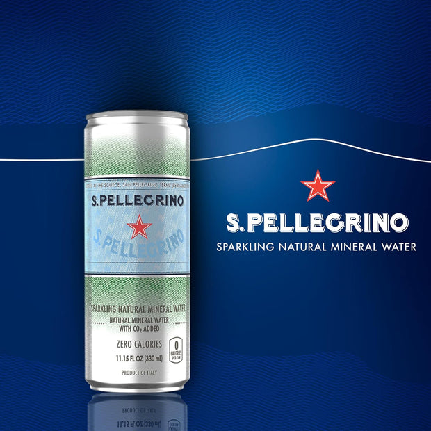 S.Pellegrino Sparkling Natural Mineral Water, Unflavored, 11.15 Fl. Oz (Pack of 24)