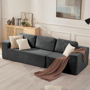 106" Cloud Sectional Couch, Left/Right Facing Convertible Sofa with Deep Seat, L-Shape Modular Upholstered Foam Couch for Living Room Bedroom, No Assembly Required (Corduroy Fabric, Beige)