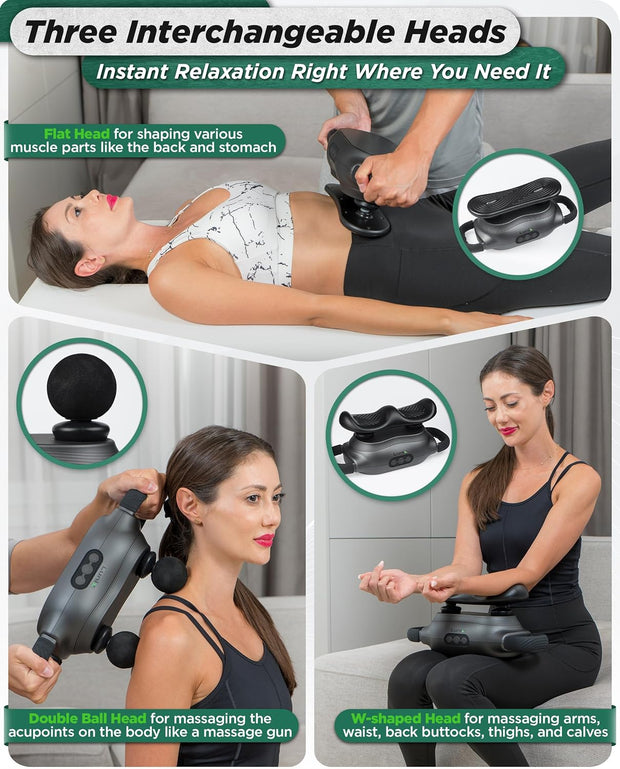 Lunix LX26 2-Head Professional Deep Tissue Massage Gun, Chiropractic Massager, Body Sport Vibrating Back Massager Machine for Pain Relief