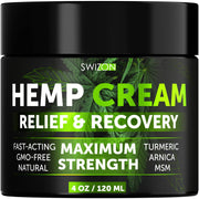 Natural Hemp Cream for Muscles, Joints, Neck, Back, Elbows - Hemp Oil Muscle Relaxer Cream to Soothe Discomfort - Hemp Oil Extract Gel with Arnica, Msm, Turmeric, Menthol Rub - 4 oz