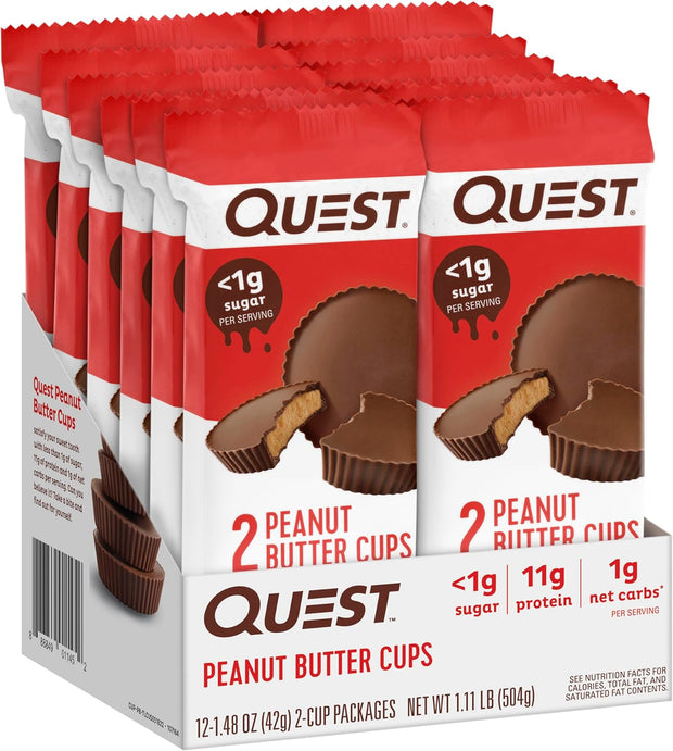 Quest Nutrition Peanut Butter Cups, 11g Protein, 1g Sugar, Low Carb, Gluten Free, Keto Friendly, 12 Count