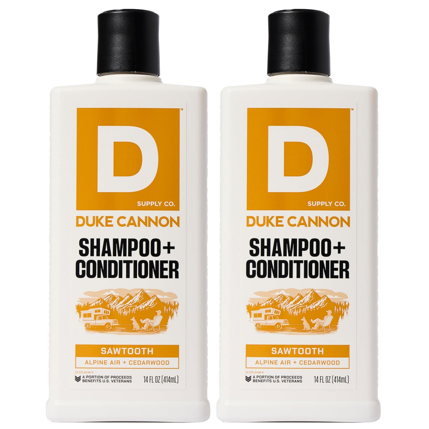 Duke Cannon Supply Co. 2-in-1 Hair Wash - Masculine Scent - Gentle Cleansing Hair Wash For Men - Stimulating Hair Shampoo & Conditioner - Strengthens Hair - Naval Diplomacy - 2 Pack (14 oz)
