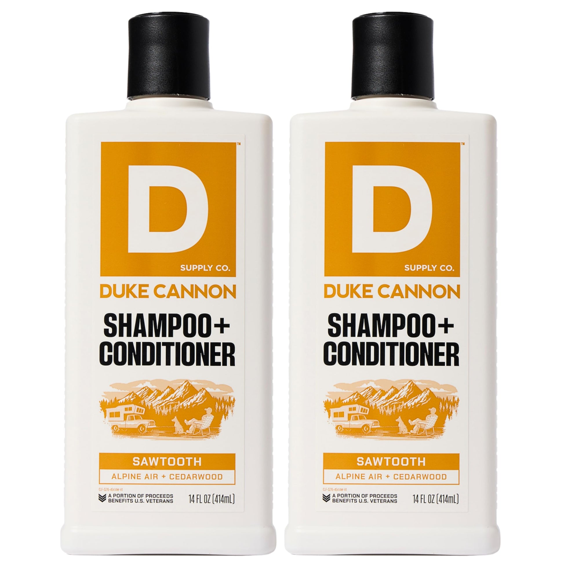 Duke Cannon Supply Co. 2-in-1 Hair Wash - Masculine Scent - Gentle Cleansing Hair Wash For Men - Stimulating Hair Shampoo & Conditioner - Strengthens Hair - Naval Diplomacy - 2 Pack (14 oz)