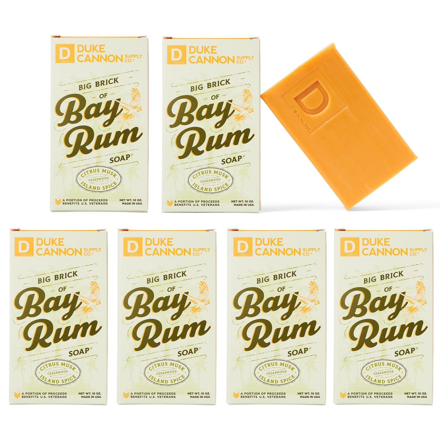 Duke Cannon Supply Co. Big Brick of Soap Bar for Men, LEAF & LEATHER - Extra Large, Masculine Scents, All Skin Types, Paraben-Free, 10 oz (Pack of 6)