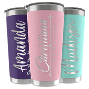 Personalized Gifts For Men - 20 Oz. Custom Tumblers w/Lid, Black - Insulated Travel Coffee Mugs - Optional Straw Set, Stainless Steel Double Wall Coffee Tumbler, Personalized Cups
