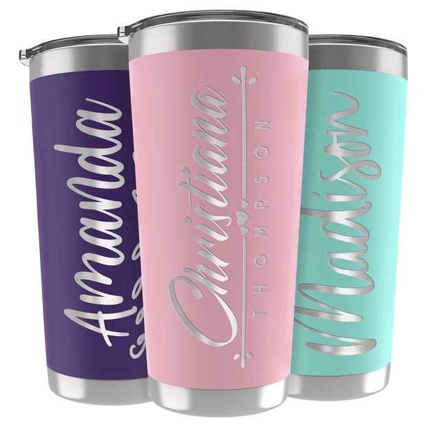 Personalized Gifts For Men - 20 Oz. Custom Tumblers w/Lid, Black - Insulated Travel Coffee Mugs - Optional Straw Set, Stainless Steel Double Wall Coffee Tumbler, Personalized Cups