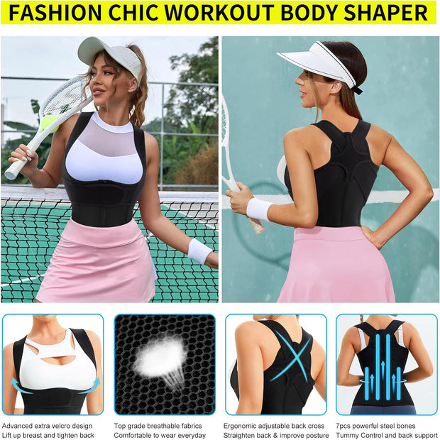 URSEXYLY Back Brace For Women Waist Trainer Vest Back Straightener Adjustable Posture Corrector Spinal Neck Shoulder Support