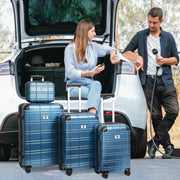 Luggage Sets 4 Piece, ABS PC Lightweight Suitcases with Wheels, Hardshell Luggage Sets Carry on Luggage with TSA Lock Blue (12in 20in 24in 28in)